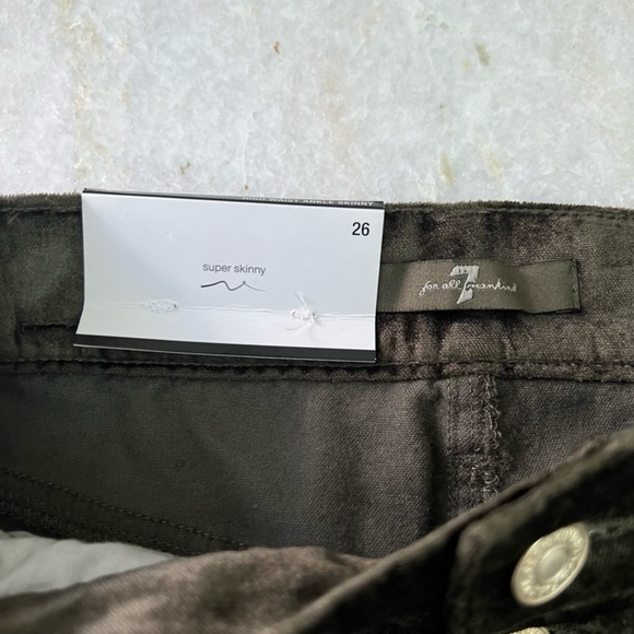 NWT 7 For All Mankind Green Fatigue High Waist Velvet Ankle Skinny Pants Size 26 - Picture 10 of 15